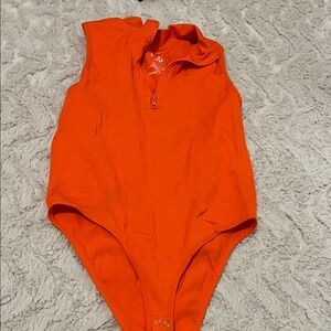 Orange Zip-Up Bodysuit